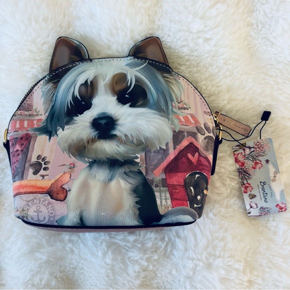 B Brentano Crossbody Bag handbag vegan leather 3D Yorkie Dog Yorkshire Terrier - Picture 3 of 8